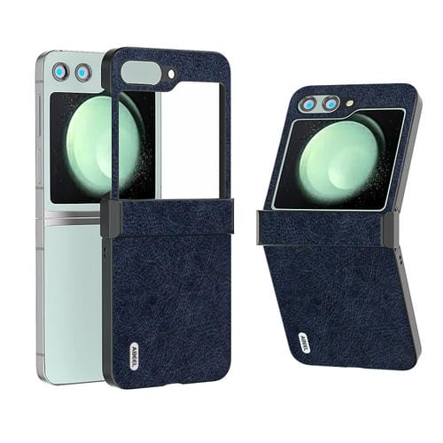 Funda para Teléfono Samsung Galaxy Z Flip5 con Bisagra Retro Litchi Texture Pu (Azul)