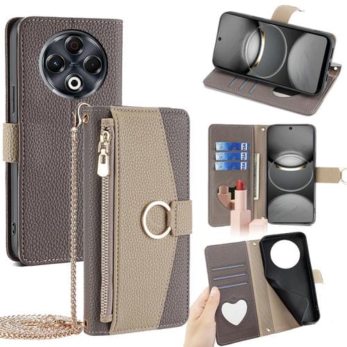 Funda de Cuero con Textura de Lichi para Tecno Spark 30 4G (Gris)