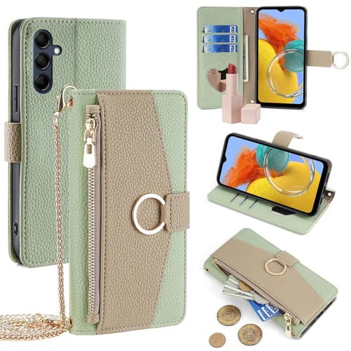 Funda de Cuero Samsung Galaxy M14 5G Crossbody Litchi Texture para Teléfono (Verde)