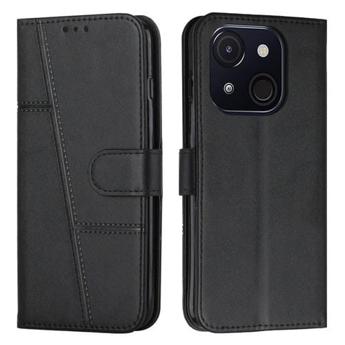 Funda de Cuero con Textura de Becerro y Hebilla para Teléfono Itel A50C (Negro)