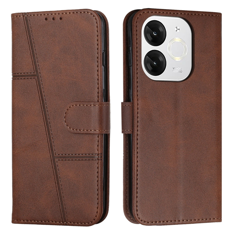 Funda de Cuero con Textura de Becerro y Costuras con Hebilla para Teléfono Itel A80 (Marrón)