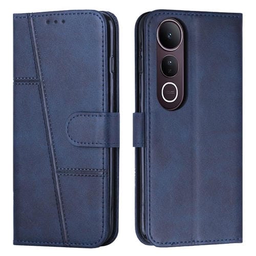 Funda de Piel con Hebilla y Textura de Becerro para Vivo V50 Lite (Azul)