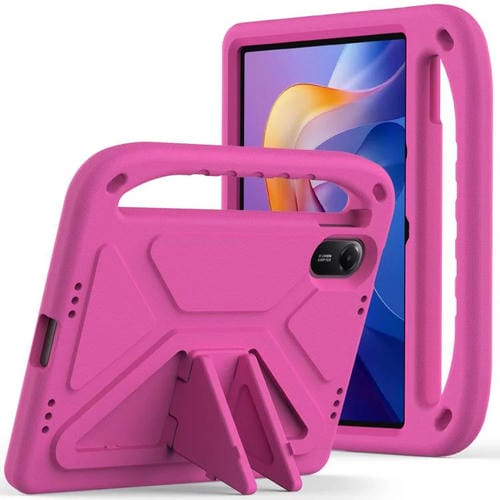 Funda de EVA a prueba de golpes con asa y soporte para Xiaomi Redmi Pad 2 (rosa y rojo)