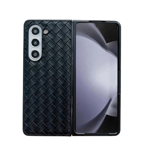 Funda plegable para Samsung Galaxy Z Fold5 de PU con textura tejida (Negro)