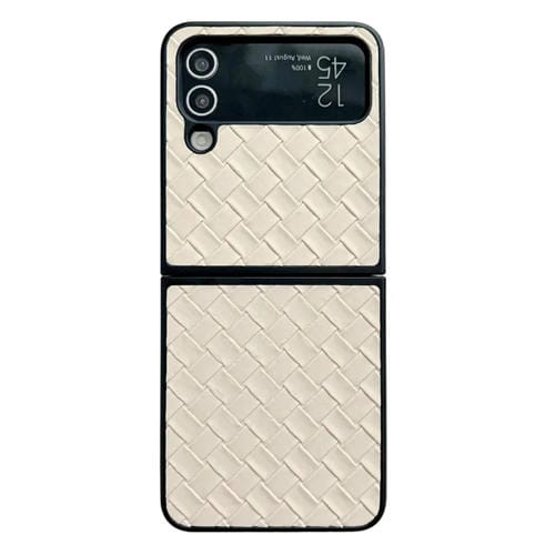 Funda Plegable Samsung Galaxy Z Flip4 ProtecciĂłn PU Textura Tejida (Dorado)