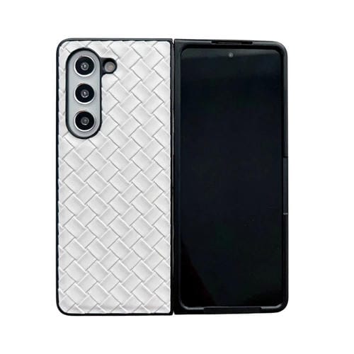 Funda Plegable de Pu con Textura Tejida para Samsung Galaxy Z Fold (Blanca)