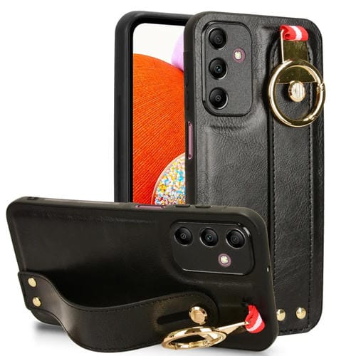 Funda Trasera para Samsung Galaxy A15 4G Cuero con Pulsera (Negro)