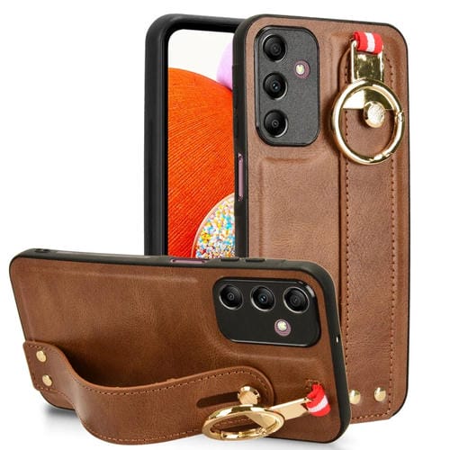 Funda Trasera para Samsung Galaxy A15 4G Cuero con Pulsera (MarrĂłn)