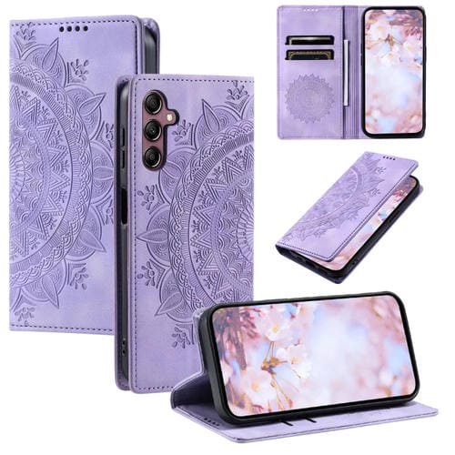 Funda de Cuero MagnĂ©tica Totem para Samsung Galaxy A24 4G en Relieve (PĂșrpura)