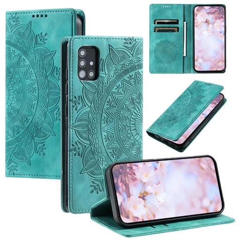Funda para Samsung Galaxy A51 5G Totem Cuero Magnética En Relieve (Verde)