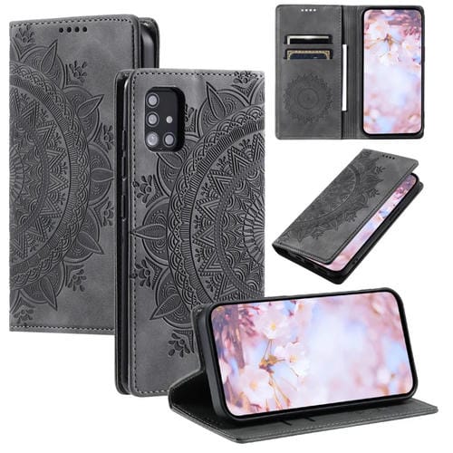 Funda para Samsung Galaxy A71 5G Totem Cuero Magnética en Relieve (Gris)