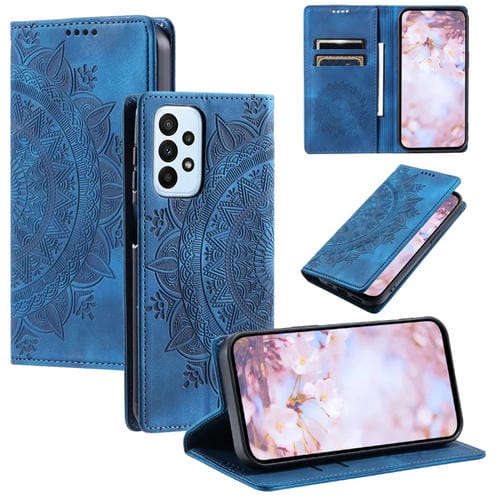 Funda para Samsung Galaxy A73 5G Totem Cuero Magnética En Relieve (Azul)