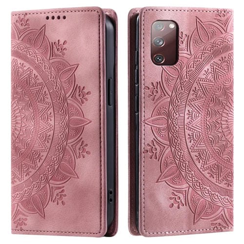 Estuche para Teléfono Samsung Galaxy S20 FE 4G/5G Cuero Magnético Relieve Tótem (Oro Rosa)