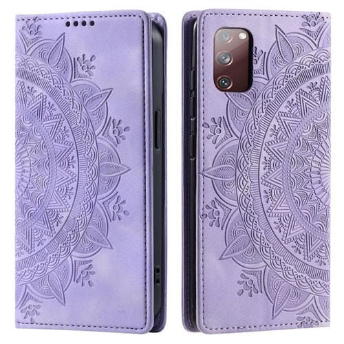 Funda de Cuero MagnĂ©tica Totem para Samsung Galaxy S20 FE 4G y 5G (PĂșrpura)