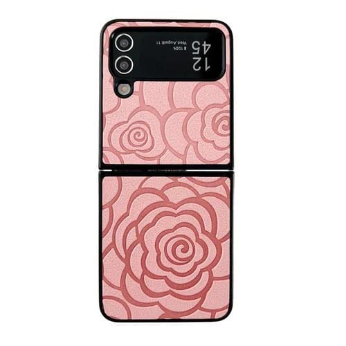 Funda Protectora Samsung Galaxy Z Flip4 Estampado de Flores (Rosa)