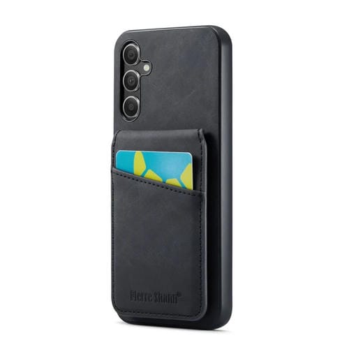 Funda para Teléfono Samsung Galaxy A15 Fierre Shann Crazy Horse Titular de Tarjeta Contraportada Pu (Negro)