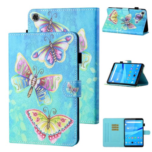 Funda para Tablet Samsung Galaxy Tab A9 Cuero Inteligente Costuras Dibujo (Mariposas de Colores)
