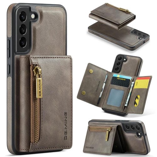 Funda para Samsung Galaxy S22 Dg.Ming M5 Series Zip RFID Cuero Desmontable con MĂșltiples Tarjetas (CafĂ©)
