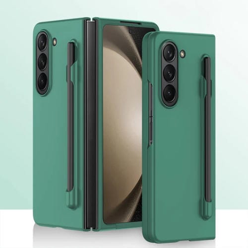 Estuche para TelĂ©fono Samsung Galaxy Z Fold5 5G SensaciĂłn de Piel Integrada PC con Estuche para BolĂgrafo (Verde)