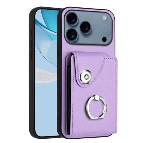 Funda para iPhone 17 Pro con tarjetero y anillo (morado)