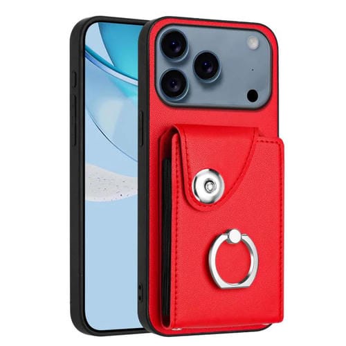 Funda para iPhone 17 Pro con tarjetero y anillo (roja)