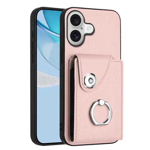 Funda para iPhone 17 con tarjetero y anillo (rosa)