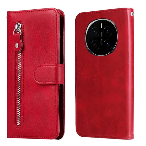 Funda de Piel Textura de Becerro con Cremallera para Honor Magic7 (Rojo)