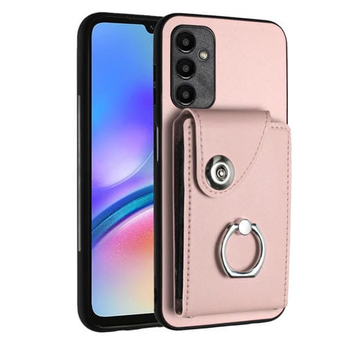 Funda para Teléfono Samsung Galaxy A05S 4G de PU con Soporte para Anillo y Bolsa para Tarjeta (Rosa)