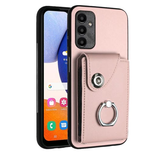 Funda para Teléfono Samsung Galaxy A24 4G de PU con Soporte para Anillo y Bolsa para Tarjeta (Rosa)