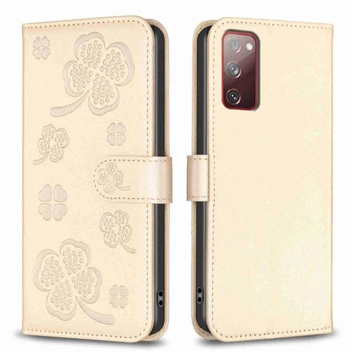 Funda para Samsung Galaxy S20 Cuero Relieve Cuatro Hojas (Dorado)