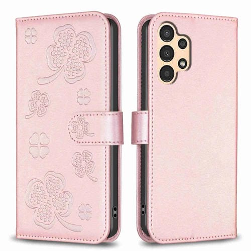 Funda para Samsung Galaxy A33 Cuero Relieve Cuatro Hojas (Rosa)