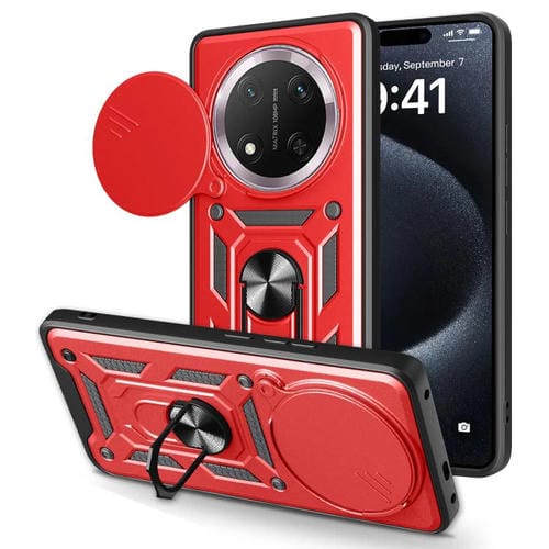 Funda para Teléfono Honor X60 Pro/X9C con Cámara Deslizante TPU y PC (Roja)