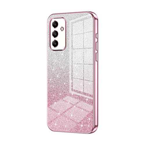 Estuche para teléfono Samsung Galaxy A05S Galvanizado con Polvo de Brillo Degradado (Rosa)
