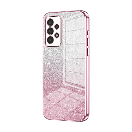 Estuche para teléfono Samsung Galaxy A13 4G galvanizado con polvo de brillo degradado (Rosa)