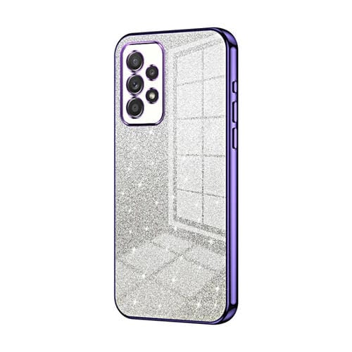 Estuche para TelĂ©fono Samsung Galaxy A52 5G Galvanizado con Polvo de Brillo Degradado (PĂșrpura)