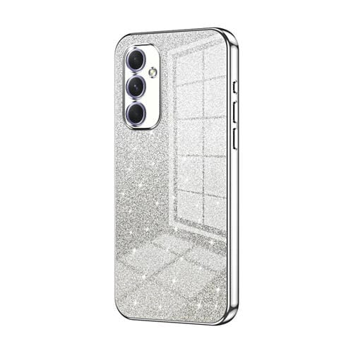Estuche para Teléfono Samsung Galaxy A54 5G Galvanizado con Polvo de Brillo Degradado (Plateado)