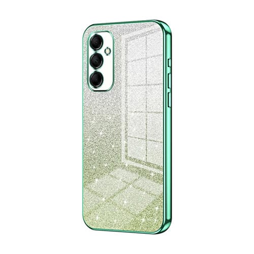 Estuche para Teléfono Samsung Galaxy M14 Galvanizado con Polvo de Brillo Degradado (Verde)