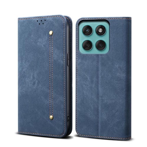 Funda de cuero con tapa y textura vaquera para Motorola Moto G56 5G (azul)