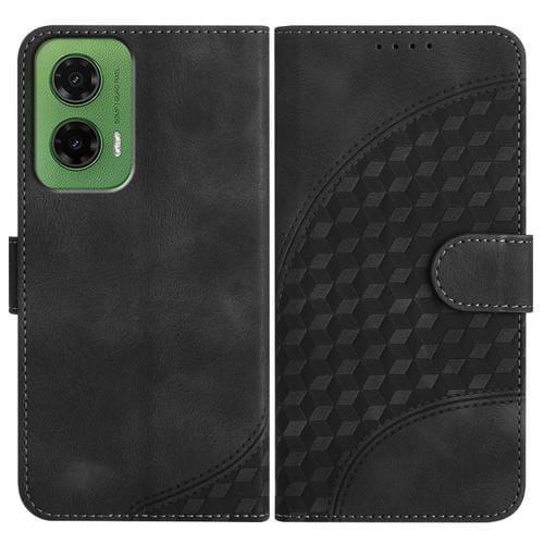 Funda de Cuero con Relieve Cabeza de Elefante para Motorola Moto G35 Yx0060 con CordĂłn (Negro)