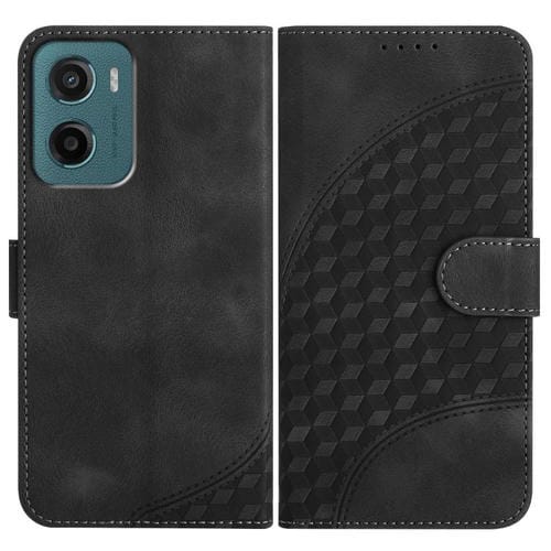 Funda de Cuero con Relieve de Cabeza de Elefante para Motorola Moto G05 con Cordón (Negro)