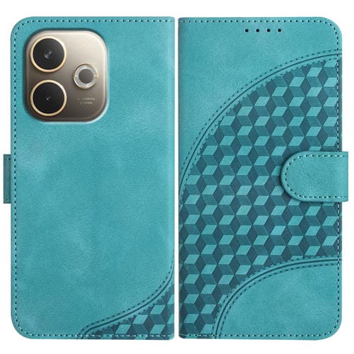 Funda de Cuero con Relieve de Cabeza de Elefante y Cordón para Oppo A5 Pro 5G (Azul Claro)