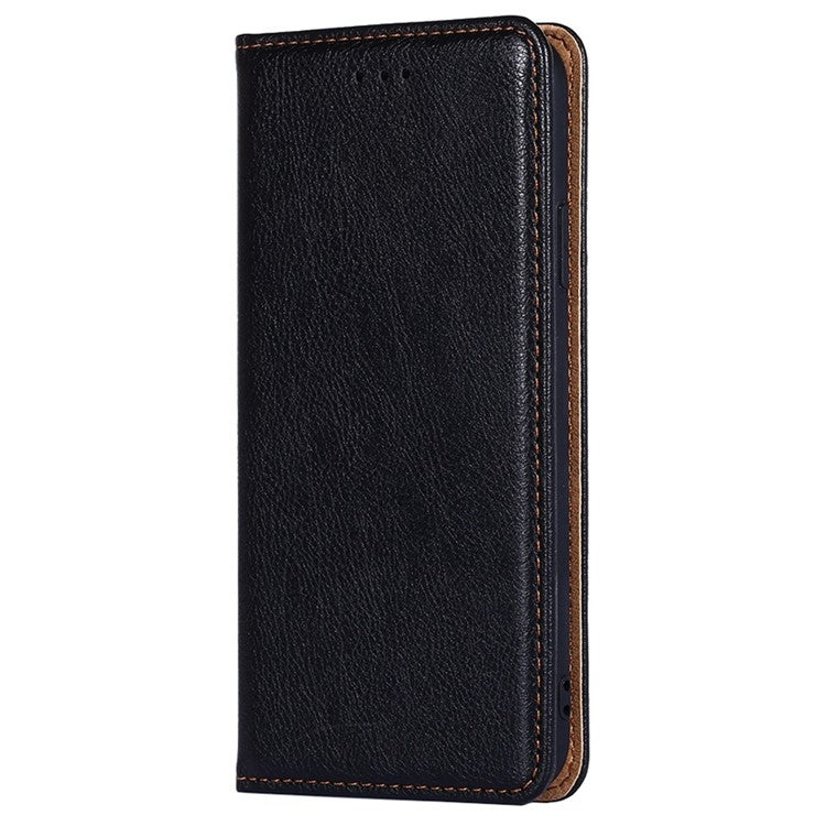 Funda de Cuero Magnética para Teléfono Itel P65 con Acabado Brillante (Negro)