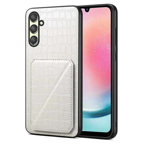 Funda trasera Samsung Galaxy A24 4G Denior piel de cocodrilo con soporte (Blanco)