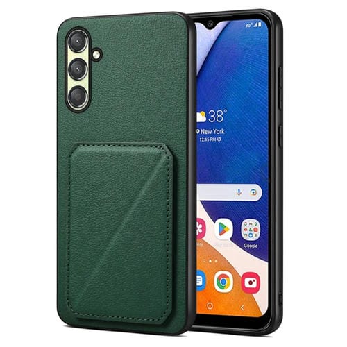Funda trasera Samsung Galaxy A14 5G 4G Denior piel becerro imitación con soporte (Verde)