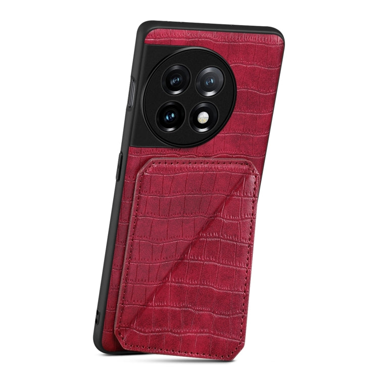 Funda Trasera Denior para Oppo K11 y Oneplus Nord Ce3 5G de Piel Cocodrilo con Soporte (Rojo Rosa)