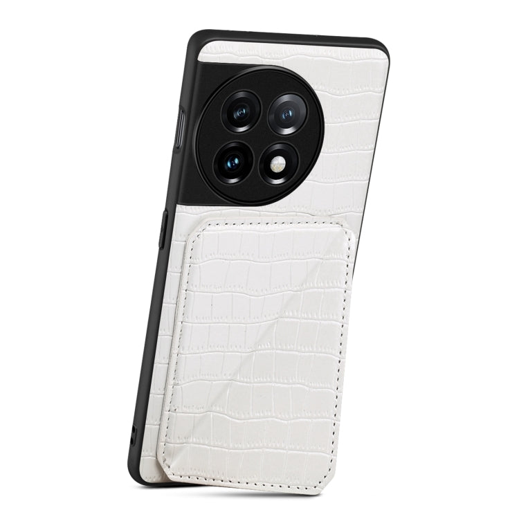 Funda Trasera Denior para Oppo K11 y Oneplus Nord Ce3 5G de Piel de Cocodrilo con Soporte (Blanco)