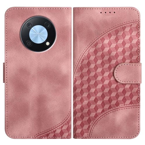 Funda de Cuero con Relieve Cabeza de Elefante para Huawei Enjoy 50 Pro / Nova Y90 con Cordón (Rosa)