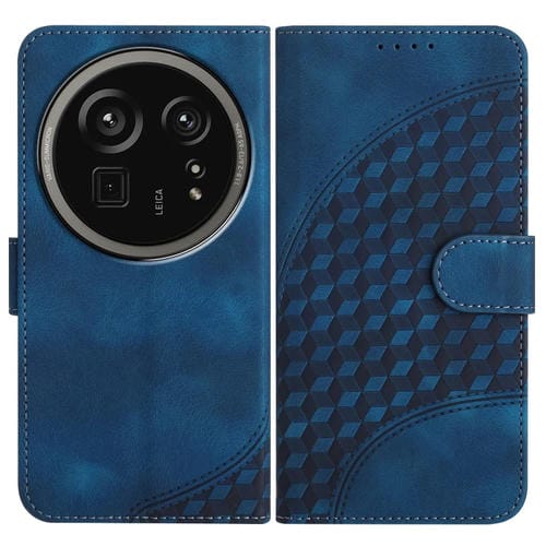 Funda de Cuero con Relieve de Cabeza de Elefante para Sharp Aquos R9 Pro con Cordón (Azul Real)