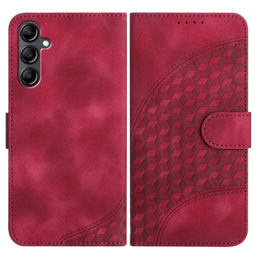 Funda para Samsung Galaxy A15 Yx0060 Cuero Relieve Cabeza de Elefante con Cordón (Rojo Rosa)