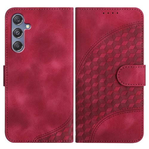 Funda para Samsung Galaxy M34 Yx0060 Cuero Relieve Cabeza de Elefante con Cordón (Rojo Rosa)
